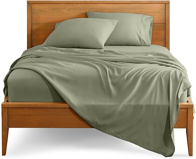 Bare Home Split Head Flex King Sheet Set - 1800 Ultra-Soft Microfiber Bed Sheets - Double Brushed - Deep Pockets - Easy Fit - 4 Piece Set - FlexTop King Bedding Sheets (Split Head Flex King, Sage)