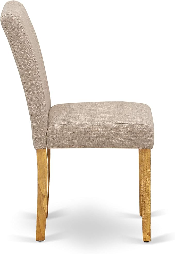 East West Furniture VAAB5-OAK-04 5 Piece Kitchen Table Set for 4 Includes an Oval Dining Table with Butterfly Leaf and 4 Light Tan Linen Fabric Upholstered Chairs, 40x76 Inch, Oak