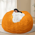 BCU 7FT Big Bean Bag for Adults Kids Without Filling Oversized Bean Bag Chair Cover for Stuffed Animal Storage, Orange
