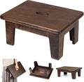 Wooden Step Stool (16.5" D x 12" W x 6.5" H) No Assembly Needed, Bed Steps for High Beds for Adults - Natural Solid Wood One Step Stool, Heavy Duty- Holds up to 600Lbs- Perfect Safety (Walnut Color)