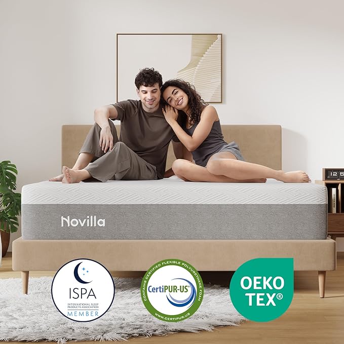 Novilla Twin Size Mattress, 12 Inch Gel Memory Foam Mattress for Cool Night & Pressure Relief, Medium Plush Feel with Motion Isolating, Bliss