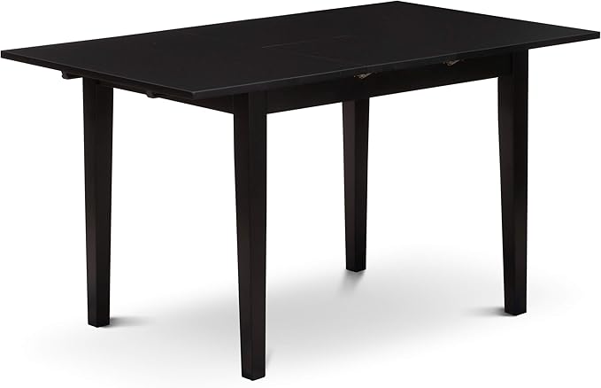 East West Furniture NOPF3-BLK-C 3 Piece Dining Room Table Set Contains a Rectangle Kitchen Table with Butterfly Leaf and 2 Linen Fabric Upholstered Chairs, 32x54 Inch, Black