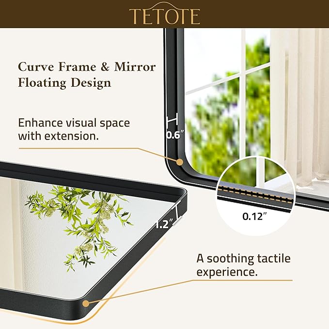 TETOTE Black Vanity Mirror 30 x 36 Inch Matte Metal Black Frame Mirror for Wall, Tempered Glass, Modern Farmhouse Wall Mounted Mirror for Decorative(Horizontal/Vertical)