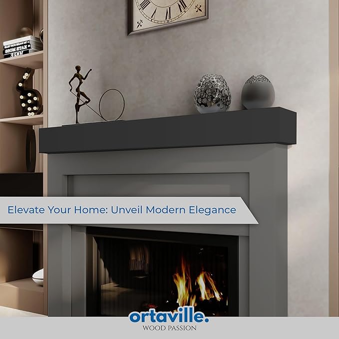 66" Floating Mantel Shelf - Modern White Fireplace Mantel with Matte Lacquer Finish for Living Room Elegance (66", Slate Grey)
