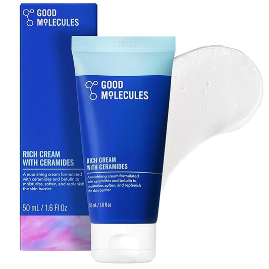 Good Molecules Rich Cream with Ceramides 50 ml / 1.6 oz – Daily Facial Moisturizer for Dry Skin, Redness – Face Lotion with Betulin Soothe, Plump, Hydrate, Moisturize – Anti-aging Skin Care