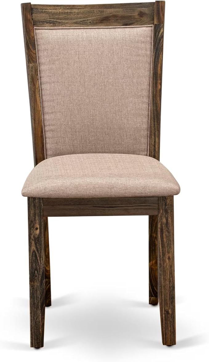 East West Furniture V797MZ716-5 5 Piece Dining Set Includes a Rectangle Dining Room Table with V-Legs and 4 Dark Khaki Linen Fabric Upholstered Parson Chairs, 40x72 Inch, Multi-Color