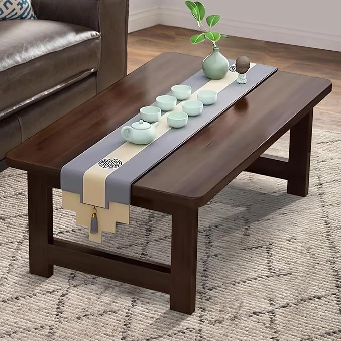 Japanese Floor Sitting Table, Folding Wood Tea Table Chabudai Japanese Coffee Table Low Table for Living Room Home Tatami Office (A 31.5 * 15.7 * 11.8 INCH)