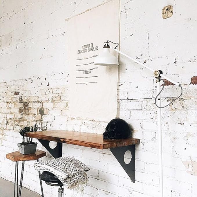 Industrial Rustic Wall-Mounted Table, Dining Table Desk, Pine Wood Wall-Mounted Bar Tables (40"X14")