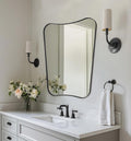 Black Bathroom Mirror, Black Vanity Mirror, 22x30 Irregular Shaped Mirror for Wall, Anti-Rust Metal Framed Wavy Mirror