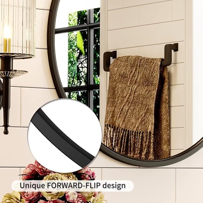Growsun 24'' Black Round Mirror, Circle Wall Mirror for Bathroom Vanity, Entryway Living Room with Metal Frame for Home Decor, 2 Pack