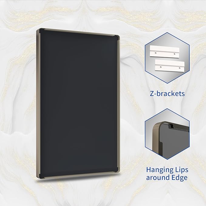 WEER 20x30 Inch Bronze Bathroom Mirror for Vanity, Brushed Bronze Metal Frame Mirror for Wall, Rounded Rectangle Bronze Frame Mirror with Tempered Glass, Anti-Rust (Horizontal/Vertical)
