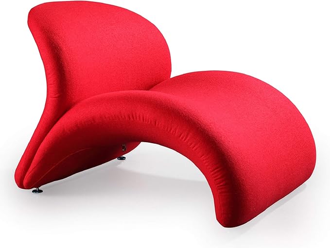 Manhattan Comfort Rosebud Modern Accent Chair Set of 2 in Wool Blend, Ideal for Pop Living Room Usage, Abstract Lounge Seat with Metal Legs, High-Density Foam, Fully Assembled, 300 Lbs Capacity, Red