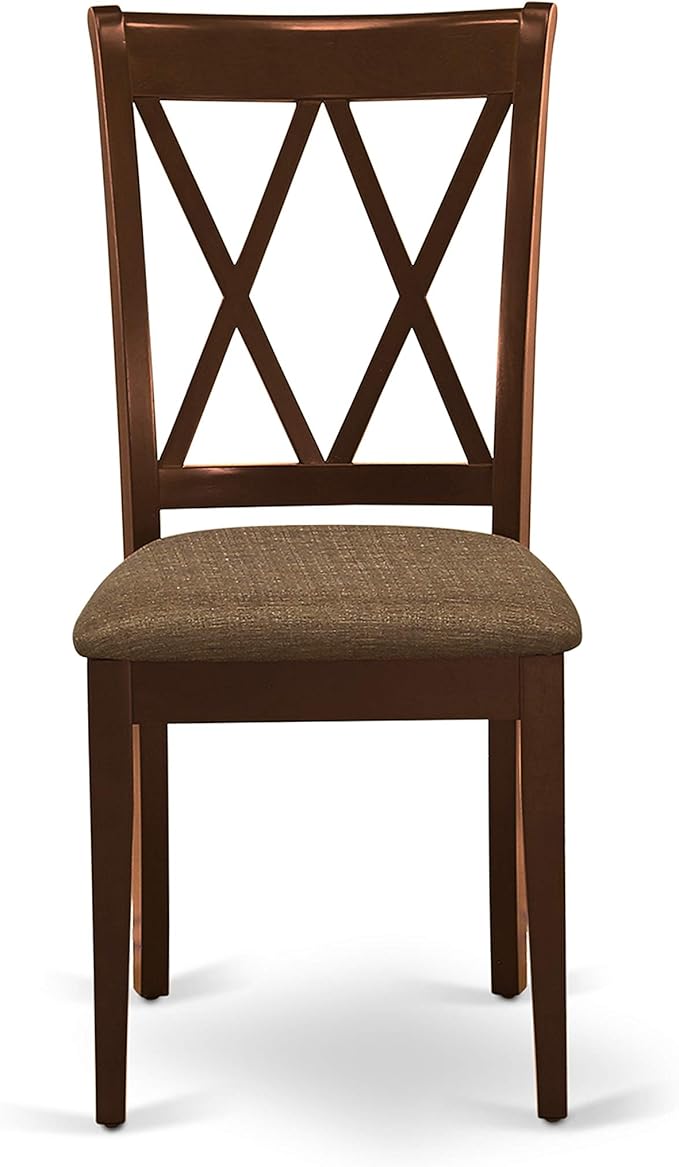 East West Furniture DUCL7-MAH-C 7 Piece Dining Set Consist of a Rectangle Dinner Table and 6 Linen Fabric Kitchen Dining Chairs, 36x60 Inch, Mahogany