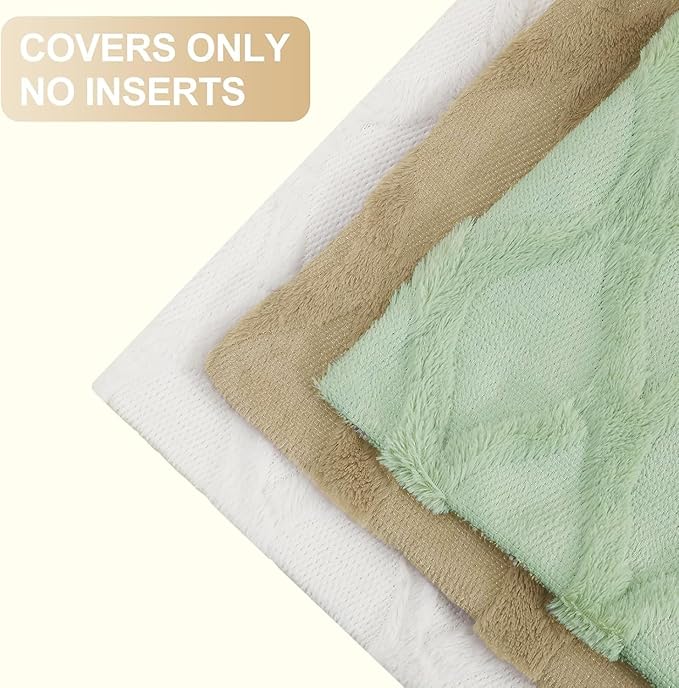 decorUhome Throw Pillow Covers 16x16 Inch Set of 2, Soft Plush Faux Fur Wool Sage Green Couch Pillow Covers, Decorative Neutral Pillow Cases for Bed Sofa Living Room Home Decor