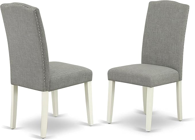 East West Furniture X077EN206-7 7 Piece Modern Dining Table Set Consist of a Rectangle Wooden Table with X-Legs and 6 Dark Shitake Linen Fabric Upholstered Chairs, 40x72 Inch, Multi-Color