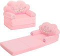 MOONBEEKI Toddler Chair Comfy，Foldable Princess Kids Couch for Girl, Toddler Recliners for Kids Over 18 Months, Baby Furniture for Bedroom and Playroom，Pink
