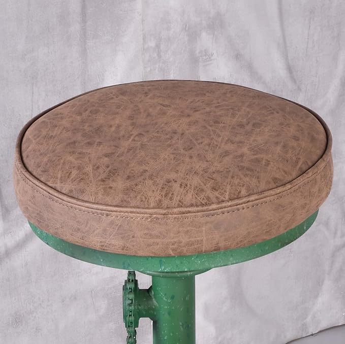 Topower Vintage DIY Bar Stool Bicycle Chain Iron Pedal Retro Industrial Height Adjustable Bicycle Wheel Design bar Chair Set of 2 Antique Green