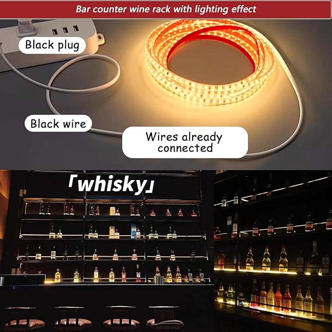 Wall-Mounted Metal Wine Rack with LED Lights 3-Tier Floating Bar Shelves with Wine Glass Rack Large Wine Bottle Display Rack Hanging Shelf, for Home Bar Dining Room Decorative (Gold, 140cm/55in)