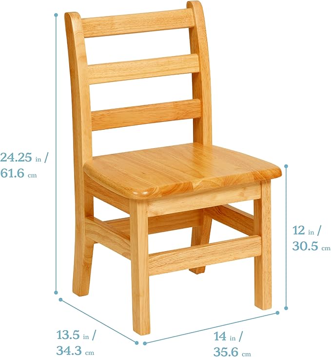 ECR4Kids 30in x 30in Square Hardwood Table and Chair Set, 12in Seat Height, Kids Furniture, Honey
