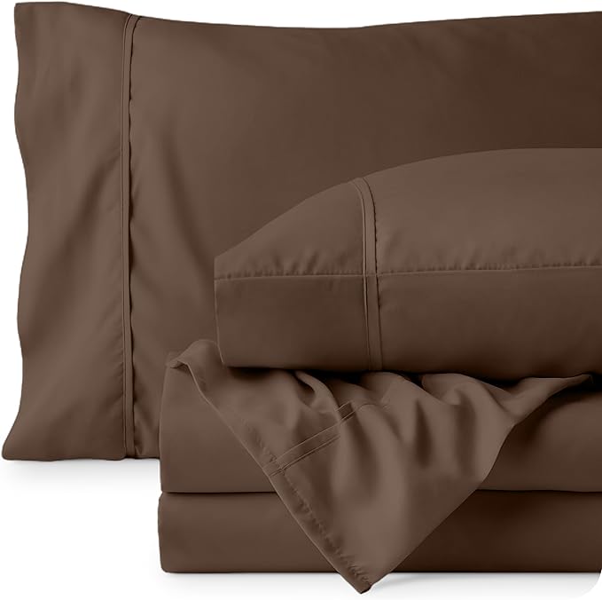 Bare Home Twin XL Sheet Set - College Dorm Size - Luxury 1800 Ultra-Soft Microfiber Twin Extra Long Bed Sheets - Deep Pockets - Easy Fit - Extra Soft - 3 Piece Set - Bed Sheets (Twin XL, Cocoa)