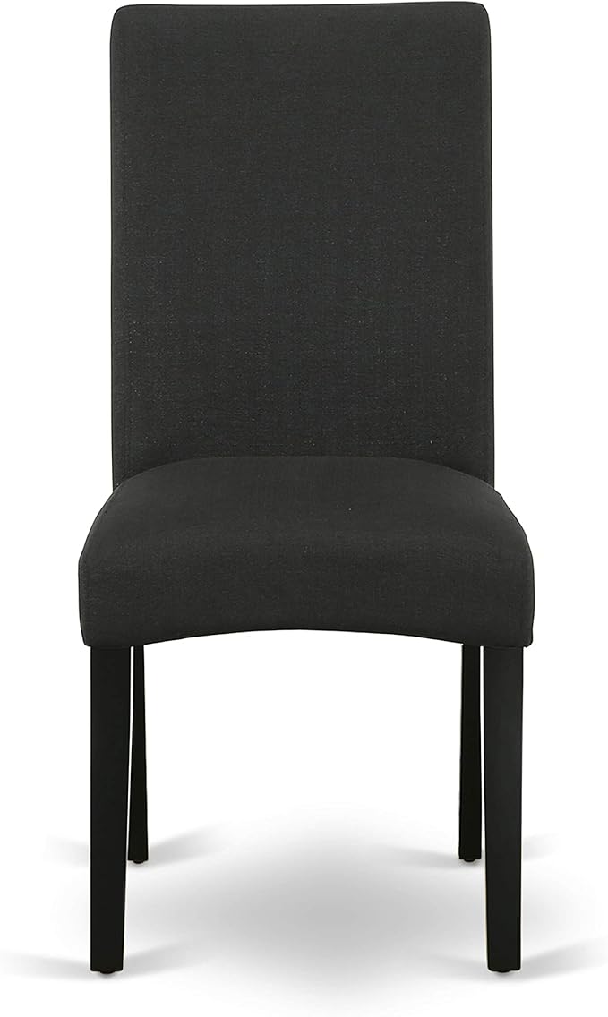 East West Furniture X697DR124-9 9 Piece Modern Dining Table Set Includes a Rectangle Wooden Table with X-Legs and 8 Black Color Linen Fabric Upholstered Chairs, 40x72 Inch, Multi-Color