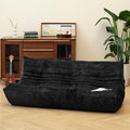 N&V Fireside Chair, Mid Century Armless Floor Sofa, Soft Premium Chenille Floor Lounge Chair, Foam Sofa Accent Chair for Living Room Bedroom and Office (Black, Three Seater)