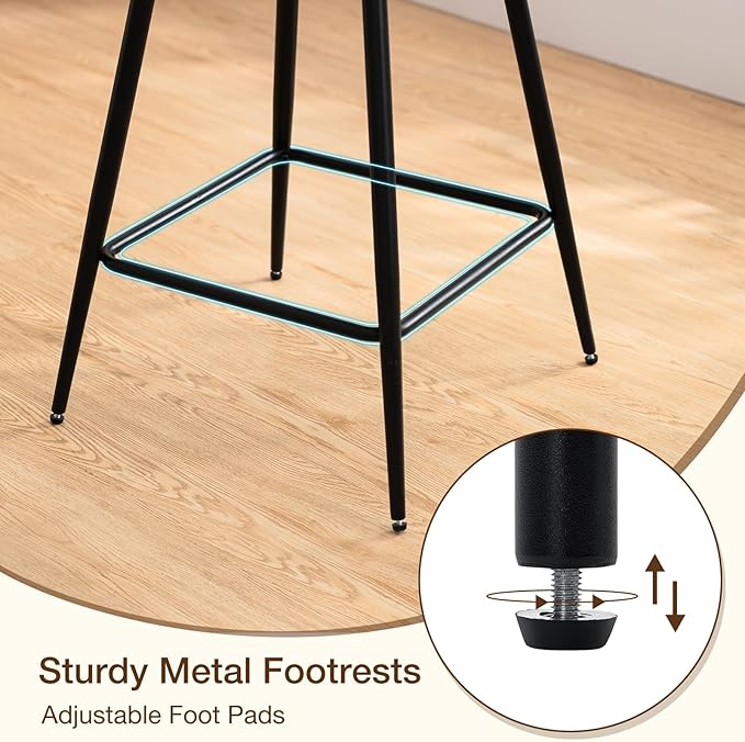 HOMMPA Counter Height Swivel Bar Stools Set of 4 Boucle Barstools 26'' Upholstered Modern Counter Barstools with Back Metal Legs Bar Stools Chairs for Kitchen Counter Island Black