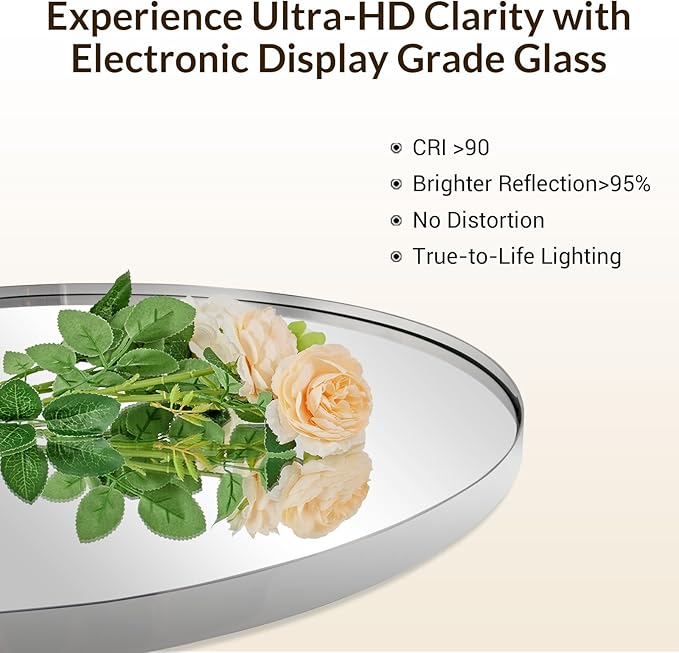 ANDY STAR Chrome Bathroom Mirror, 26x38’’ Oval Mirrors for Bathroom, Pill Shaped Mirror Chrome Metal Framed, SUS304 Anti-Rust, 1’’ Deep Wall-Mounted Vertically/Horizontally