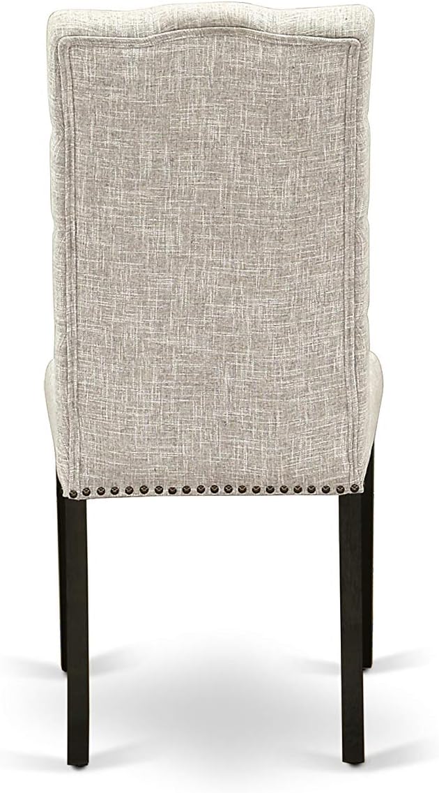 East West Furniture X627EL635-5 5 Piece Dining Room Table Set Includes a Rectangle Dining Table with X-Legs and 4 Doeskin Linen Fabric Upholstered Chairs, 40x72 Inch, Multi-Color