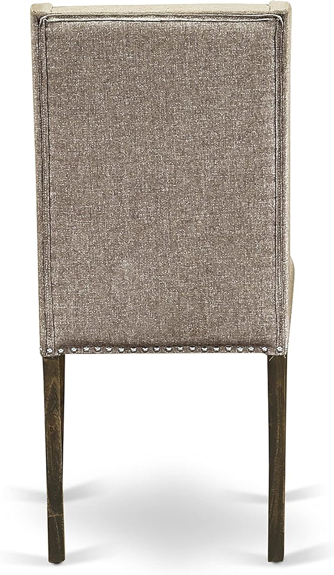 East West Furniture X727FL716-5 5 Piece Dining Set Includes a Rectangle Dining Room Table with X-Legs and 4 Dark Khaki Linen Fabric Upholstered Parson Chairs, 40x72 Inch, Multi-Color