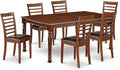 East West Furniture DOML7-MAH-LC 7 Piece Dining Room Table Set Consist of a Rectangle Wooden Table with Butterfly Leaf and 6 Faux Leather Kitchen Dining Chairs, 42x78 Inch, Mahogany
