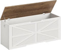 Storage Chest, 47.2" Wooden Storage Trunk, Modern Storage Bench with Safety Hinge, Toy Box, Farmhouse Style, for Bedroom, Living Room, Walnut and White MCW16WL
