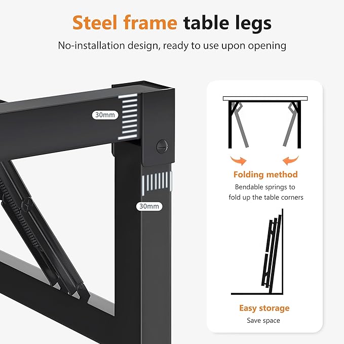 DlandHome Computer Desk Folding Table 39.4 inches Writing Desk for Small Space Study Table Laptop Desk No Assembly Required Teak&Black