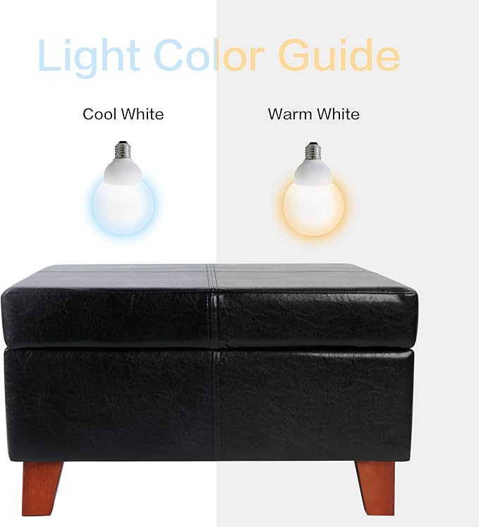 Homepop Home Decor |K2380-E169 | Luxury Large Faux Leather Square Storage Ottoman | Ottoman with Storage for Living Room & Bedroom, Black