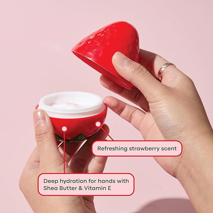TONYMOLY Very Berry Strawberry Valentine’s Day Gift Set – Hydrating Hand Cream with Sweet Fruity Scent & Limited-Edition Strawberry Candle, Self-Care & Galentine’s Gift for Women