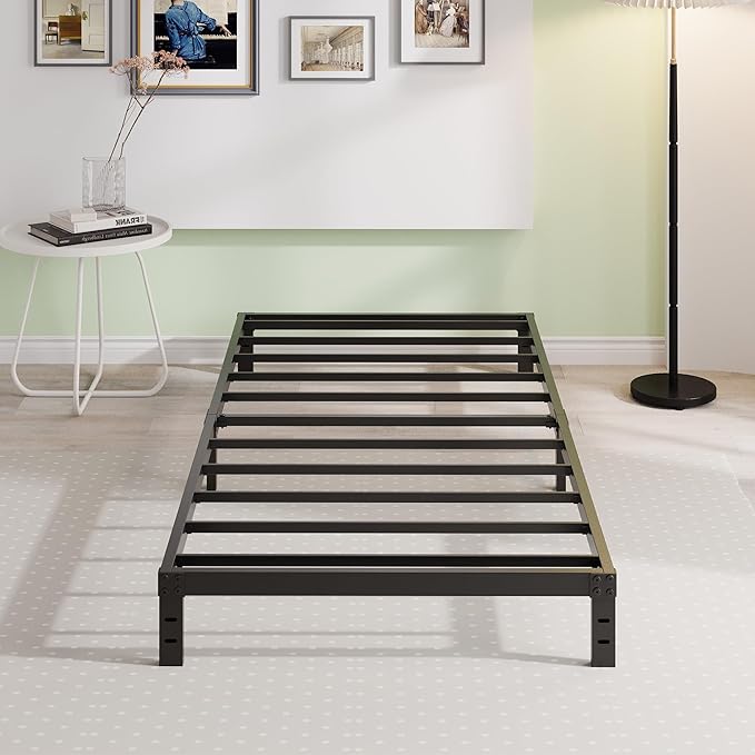 EMODA 10 Inch Twin XL Bed Frames No Box Spring Needed, Heavy Duty XL Twin Metal Platform Bed Frame, Noise Free, Easy Assembly, Black