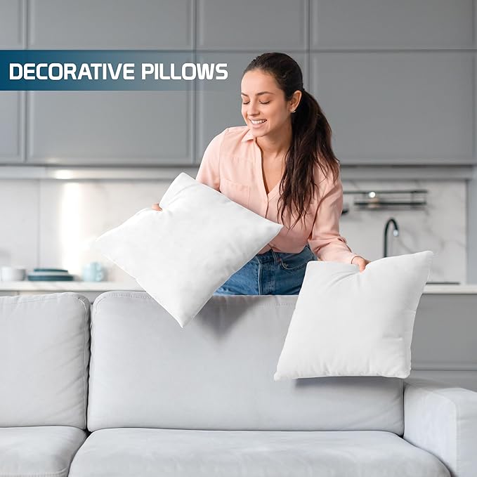 Utopia Bedding Throw Pillows (Set of 6, White), 16 x 16 Inches Pillows for Sofa, Bed and Couch Decorative Stuffer Pillow