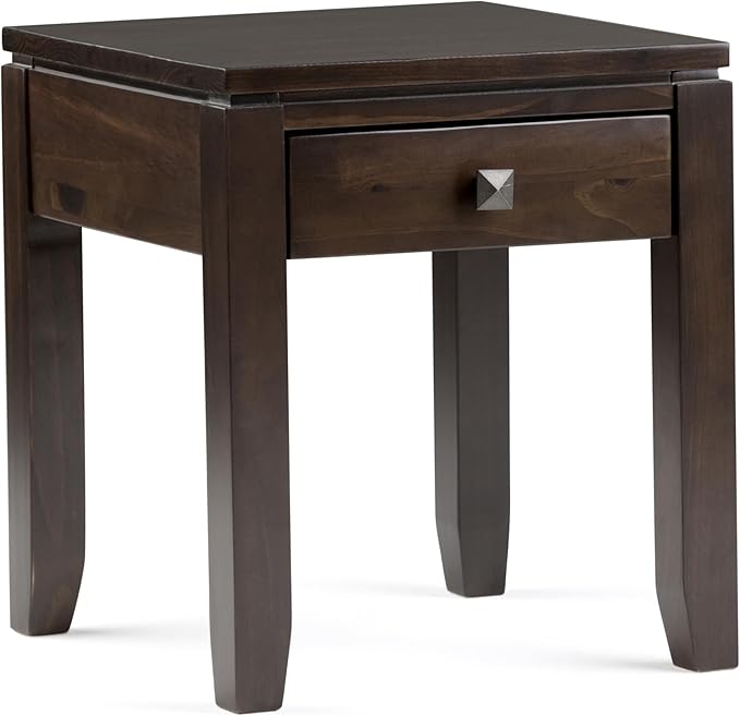 SIMPLIHOME Cosmopolitan SOLID WOOD 18 inch Wide Square Contemporary End Side Table in Mahogany Brown for the Living Room and Bedroom
