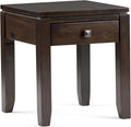 SIMPLIHOME Cosmopolitan SOLID WOOD 18 inch Wide Square Contemporary End Side Table in Mahogany Brown for the Living Room and Bedroom