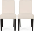Christopher Knight Home Sidney Contemporary Upholstered Dining Chair (Set of 2), Beige + Espresso
