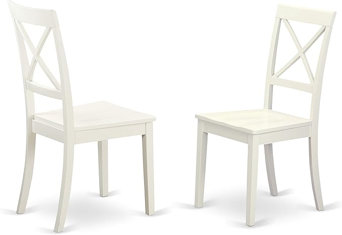 East West Furniture NDBO5-LWH-W 5 Piece Dining Room Table Set Includes a Rectangle Dining Table with Dropleaf and 4 Wood Seat Chairs, 30x48 Inch, Linen White
