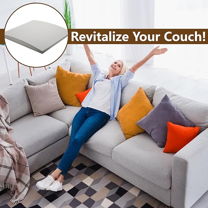 moonoom 22"x22" Couch Cushion Support, Grey Sofa Cushion Sagging Repair, Curved High Density Foam Replacement for Furniture Sagging Seat Sectional Loveseat Chair (3 Pcs)