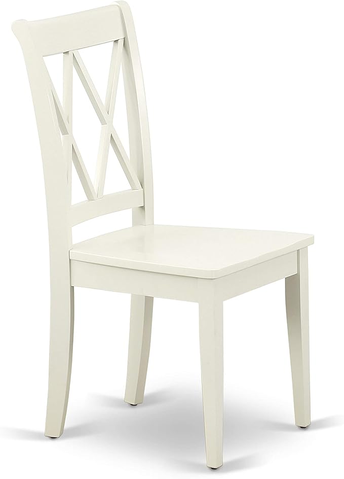 East West Furniture DOCL9-LWH-W 9 Piece Dining Table Set Includes a Rectangle Dinner Table with Butterfly Leaf and 8 Dining Room Chairs, 42x78 Inch, Linen White