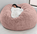 Giant Fur Bean Bag Chair Cover for Kids Adults, (No Filler) Living Room Furniture Big Round Soft Fluffy Faux Fur Beanbag Lazy Sofa Bed Cover (Light Pink, 5FT)