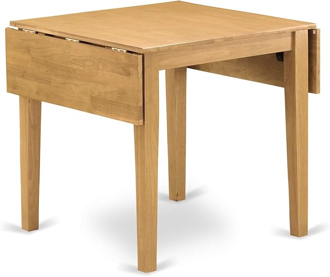 East West Furniture NDEN5-OAK-08 5 Piece Dining Set Includes a Rectangle Dining Room Table with Dropleaf and 4 Linen Fabric Parson Chairs, 30x48 Inch, Oak
