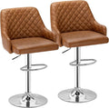 VECELO Adjustable Bar Stools Set of 2, Bar Height Stools for Kitchen Counter,Brown