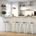 30” Swivel Bar Stools Set of 4, Counter Height Bar Stools Wooden Seat, Metal Industrial Bar Chairs with High Back for Kitchen Island (White)