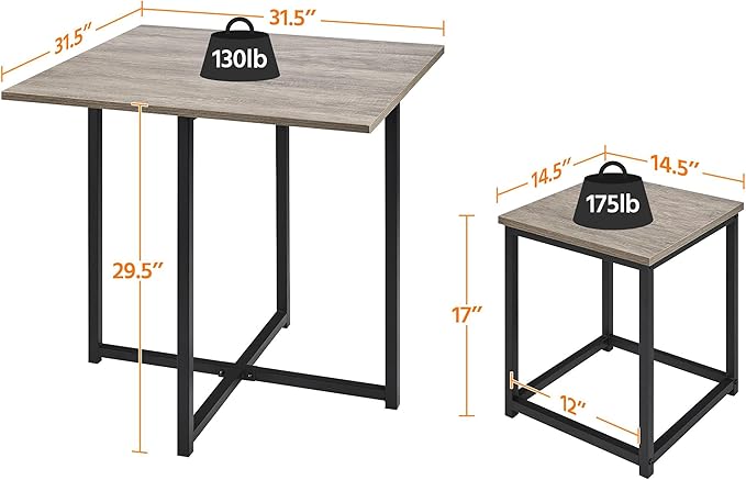 Yaheetech Dining Table Set for 4 Industrial Kitchen Table with 4 Chairs, Space-Saving Design for Apartment, Small Space, Breakfast Nook, Gray