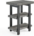 Alaterre Furniture Pomona 3-Tier Industrial End Table with Solid Pine Wood and Metal Legs – 20-Inch Side Table with 2 Lower Shelves, Rustic Modern Accent Table for Living Room or Bedroom (Slate Gray)