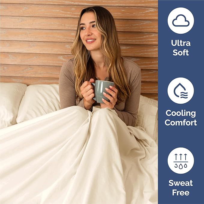 King Size 4 Piece Sheet Set - Comfy Breathable & Cooling Sheets - Hotel Luxury Bed Sheets for Women, Men, Kids & Teens - Deep Pockets, Easy-Fit, Wrinkle Free Sheets - Off White Oeko-Tex Bed Sheet Set